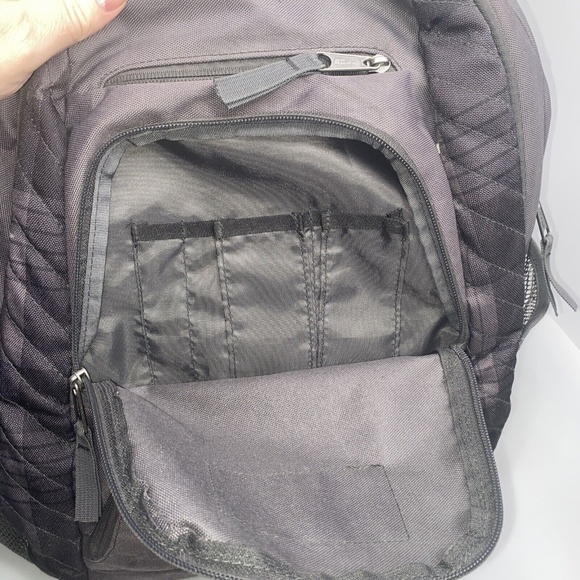 Trans By Jansport Backpack Bookbag Black Gray Plaid 17"x18"x6" - Picture 5 of 12